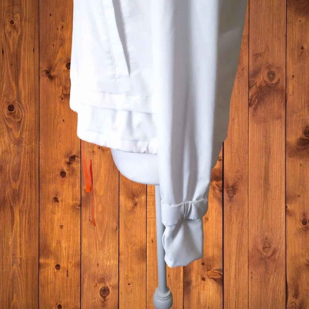 T By Talbots Size P White Zip Up Activewear Jacket Pockets Thumbholes Casual
